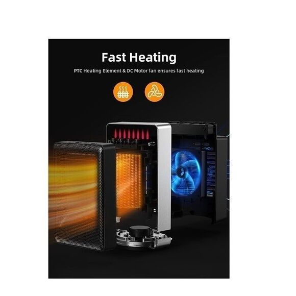 Electric Space Heater with Oscillation & Overheat Tip-Over Protection Black - Picture 1 of 9
